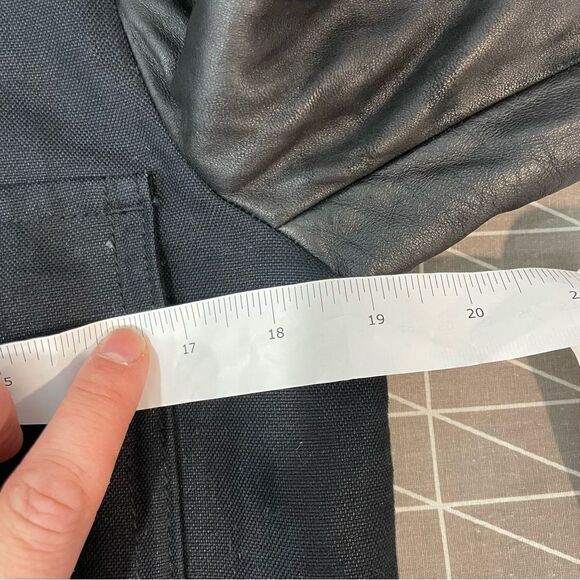 Club Monaco Women’s Black Utility Military Jacket Canvaa Leather Blazer XS - Picture 10 of 14